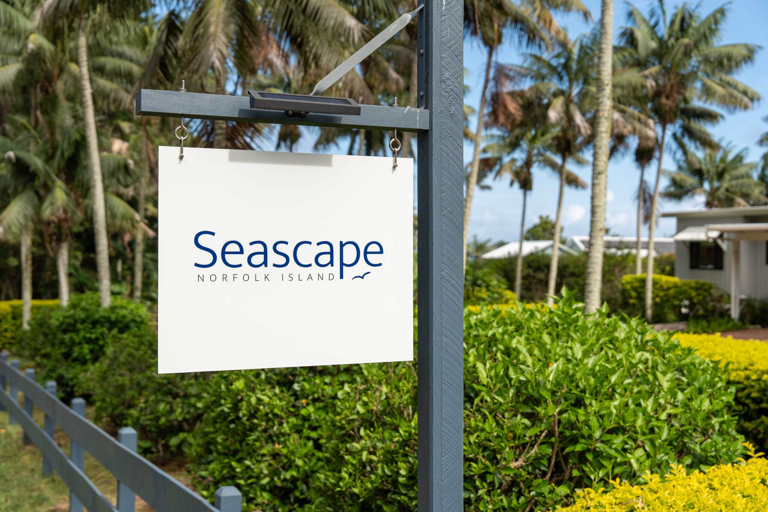 The welcome sign at Seascape, Norfolk Island